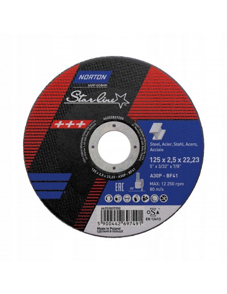  Tarcza do cięcia stali 125x3,0x22,23 Norton Saint-Gobain