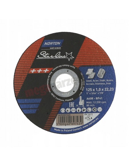  Tarcza do cięcia stali 125x3,0x22,23 Norton Saint-Gobain